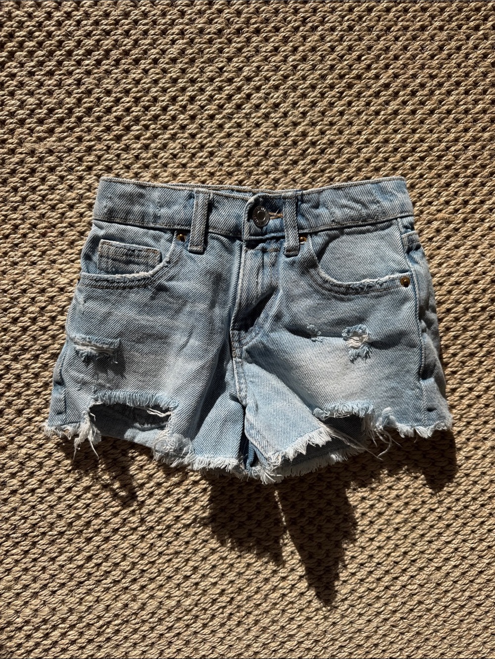 Zara Light Blue Distressed Denim Kids' Shorts size 6 years